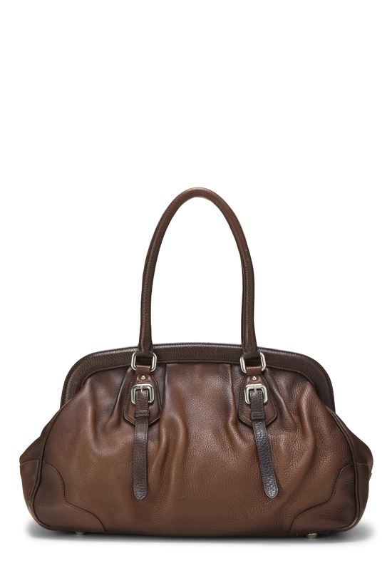 Brown Vitello Daino Frame Handbag, , large image number 3