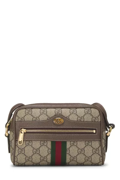 Brown GG Supreme Canvas Web Ophidia Crossbody Mini