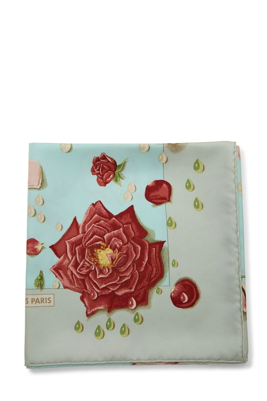Green & Multicolor 'La Rosee' Silk Scarf 90, , large image number 1