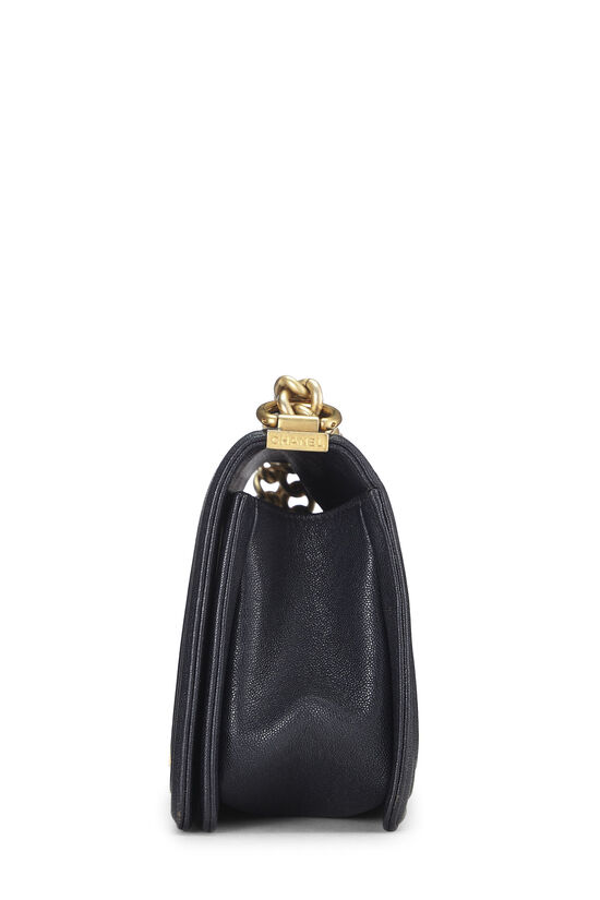 Chanel Navy Quilted Caviar Boy Bag Medium Q6B01A3PN7003