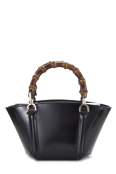 Gucci Black Calfskin Bamboo Basket Bag Mini