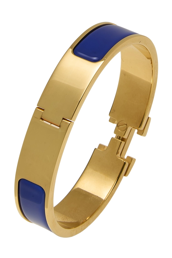 Blue Enamel Clic-Clac 'H' Bracelet Narrow, , large image number 1