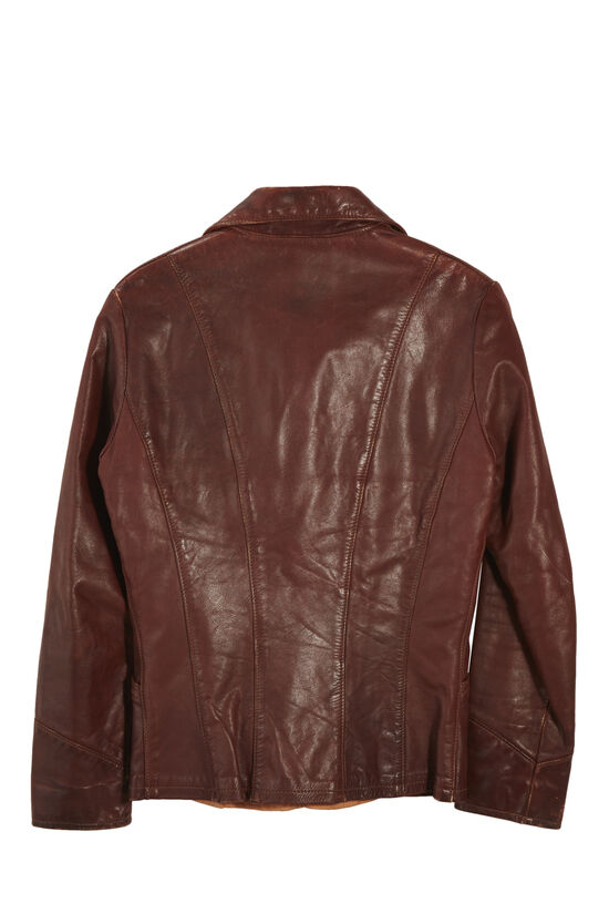 Burgundy Oshwahkon Leather Jacket, , large image number 1