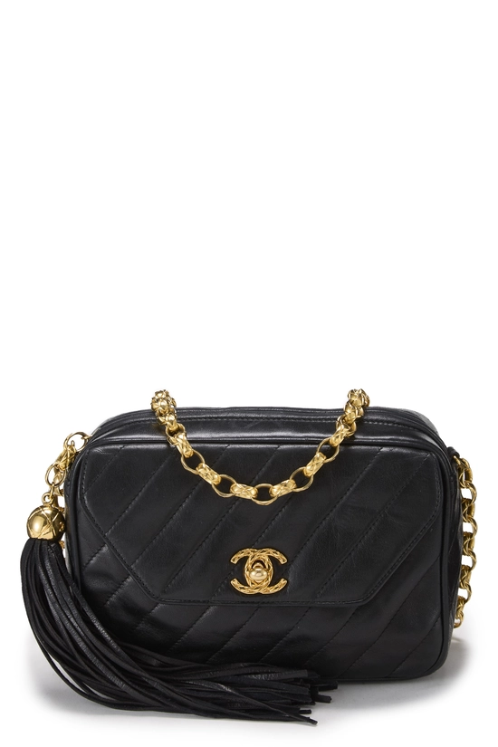 Black Lambskin Diagonal Pocket Camera Bag Mini, , large image number 0