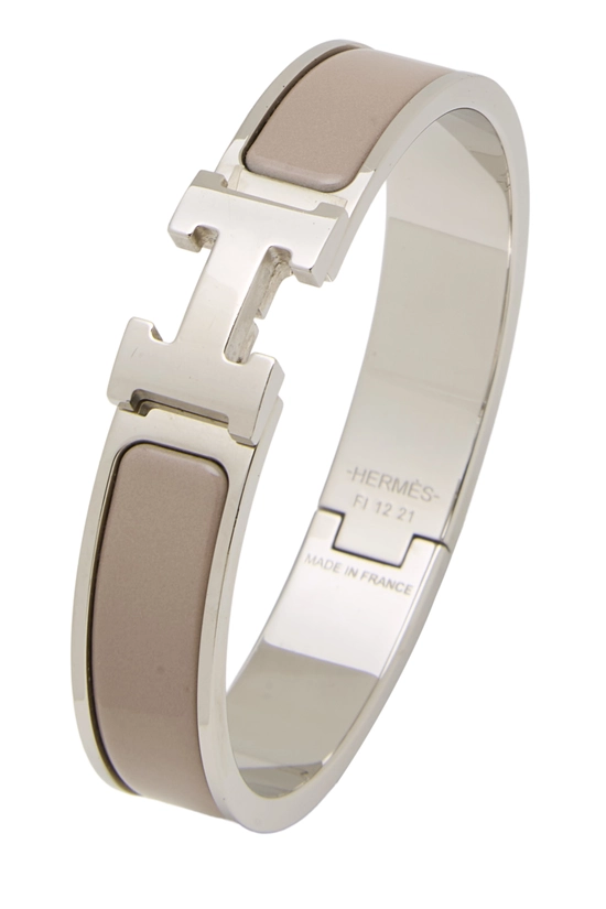 Beige Enamel Clic-Clac 'H' Bracelet Narrow PM, , large image number 0