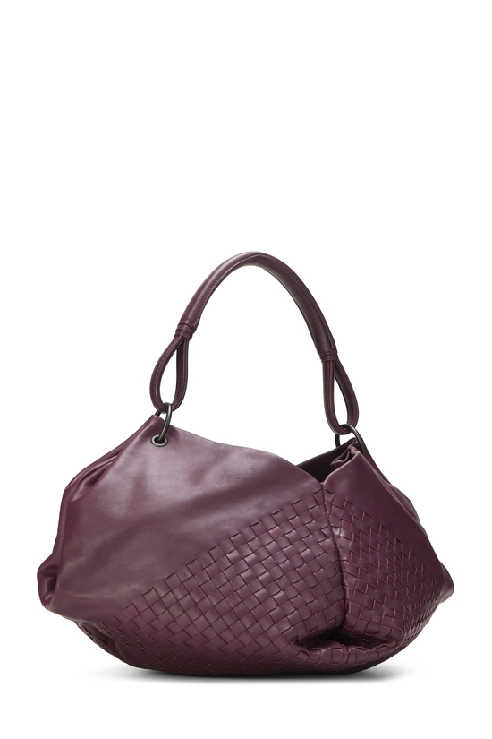 Burgundy Intrecciato Leather Aquilone Fortune Cookie Hobo, , large image number 1