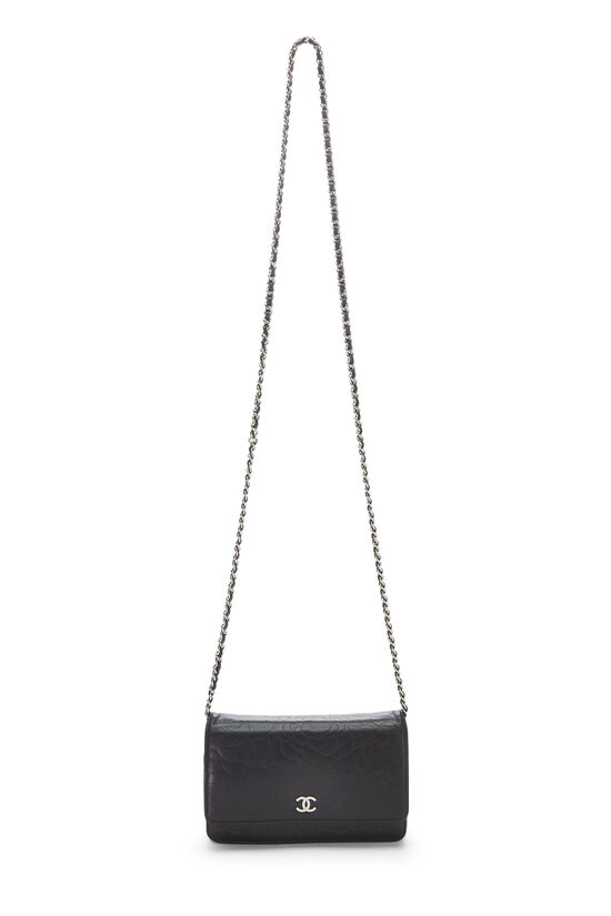 Black Lambskin Camellia Wallet on Chain (WOC), , large image number 2