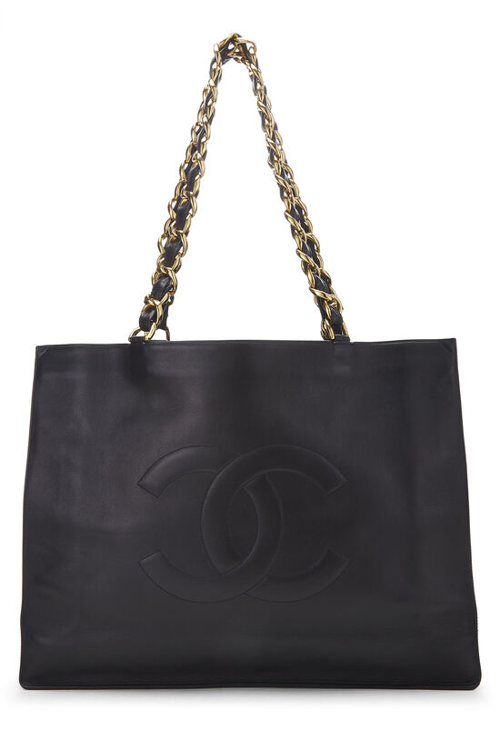 Black Lambskin Flat Chain Handle Tote, , large image number 1