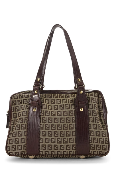 Fendi Beige Zucchino Canvas Boston