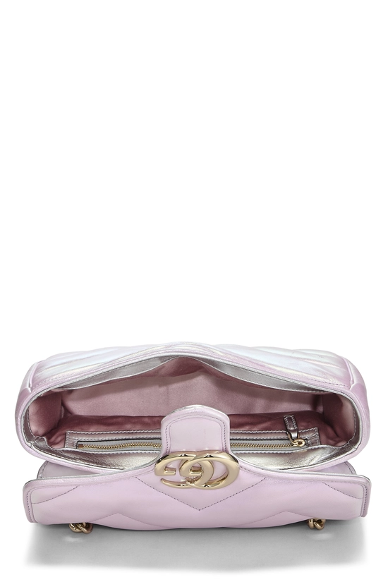 Pink Iridescent Leather GG Marmont Matelass&eacute; Shoulder Bag, , large image number 5