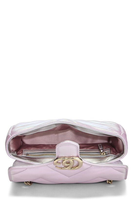 Pink Iridescent Leather GG Marmont Matelass&eacute; Shoulder Bag, , large image number 5