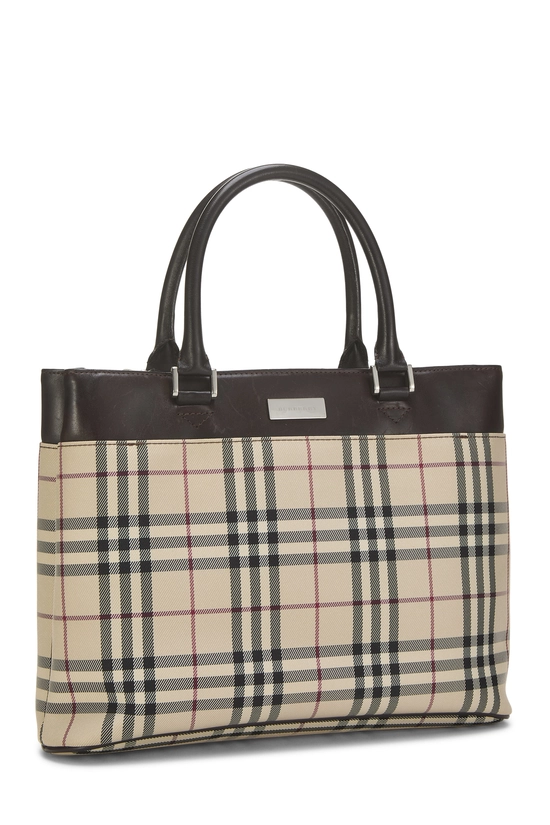 Brown Nylon Check Handbag Small, , large image number 1