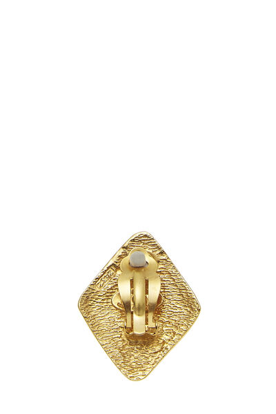 Gold 'CC' Diamond Shape Earrings, , large