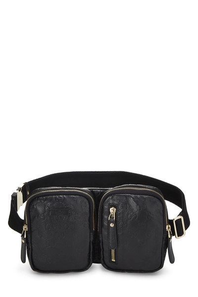 Gucci Black Guccissima Double Pocket Waist Pouch Small