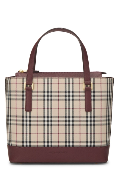 Burgundy House Check Jacquard Handbag Small