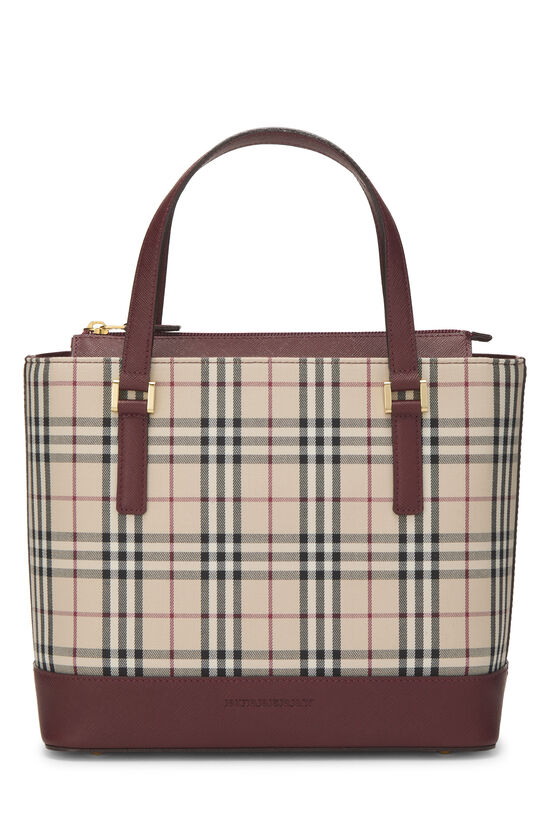 Burgundy House Check Jacquard Handbag Small, , large image number 0