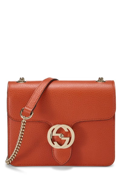 Orange Leather Interlocking GG Crossbody Small