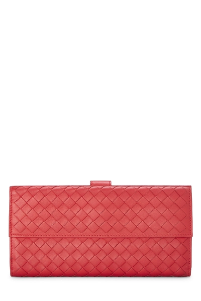 Red Intrecciato Long Wallet