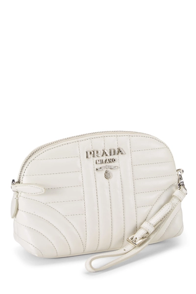 White Calfskin Diagramme Wristlet, , large