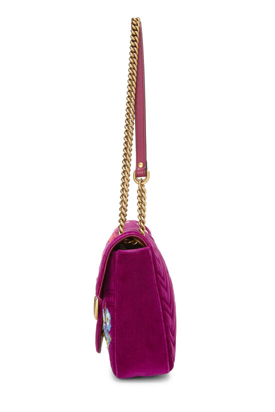 Purple Velvet 'LOVED' Marmont Shoulder Bag, , large image number 2