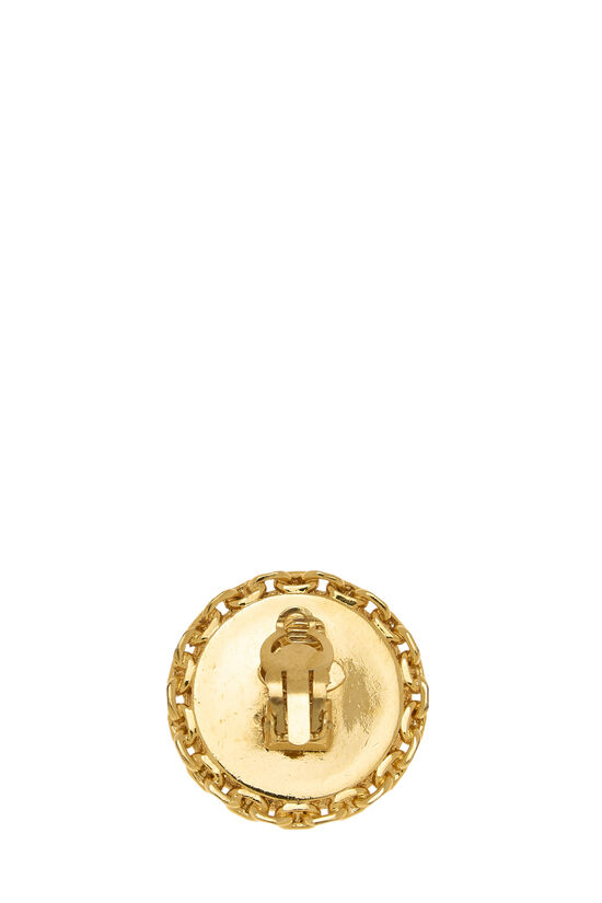 Black Chain Border Button Earrings, , large image number 1