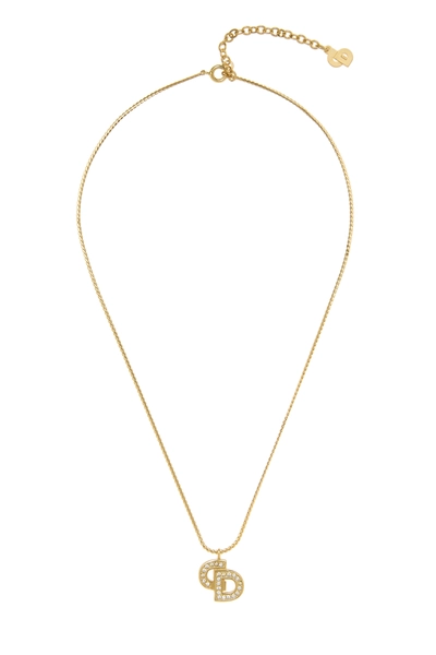 Gold & Crystal CD Logo Necklace
