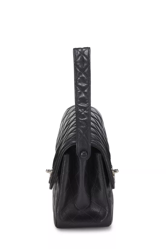 Black Quilted Caviar Double Sided Classic Flap Medium, , large image number 2