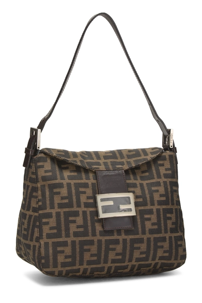 Brown Zucca Canvas Shoulder Bag, , large