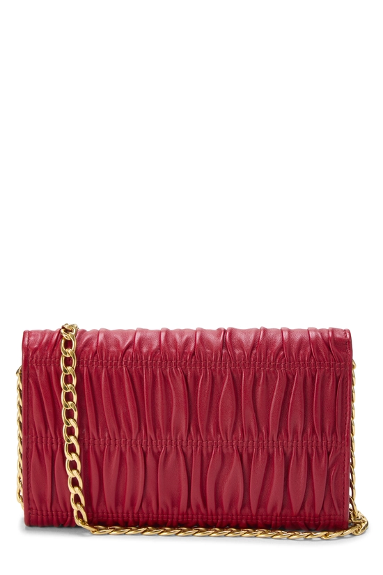 Red Nappa Gaufre Wallet On Chain (WOC), , large image number 2