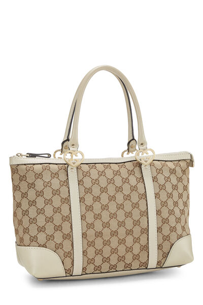 White Original GG Canvas Lovely Heart Tote, , large