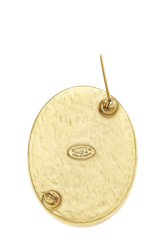 Chanel Gold & Black Enamel Oval 'CC' Pin Q6J1ZW17KB002