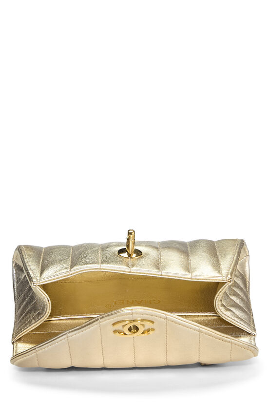 Gold Quilted Lambskin Shoulder Bag Small, , large image number 5