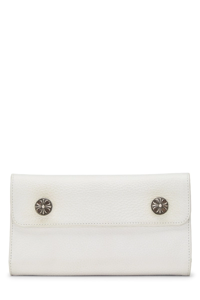 White Leather Wave Cross Ball Long Wallet
