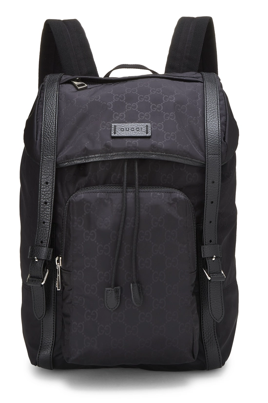 Black GG Nylon Backpack, , large image number 0