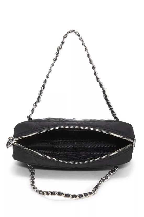 Black Nylon Chain Shoulder Bag, , large image number 5