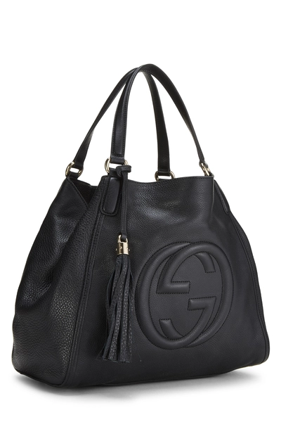 Black Leather Soho Convertible Shoulder Bag, , large