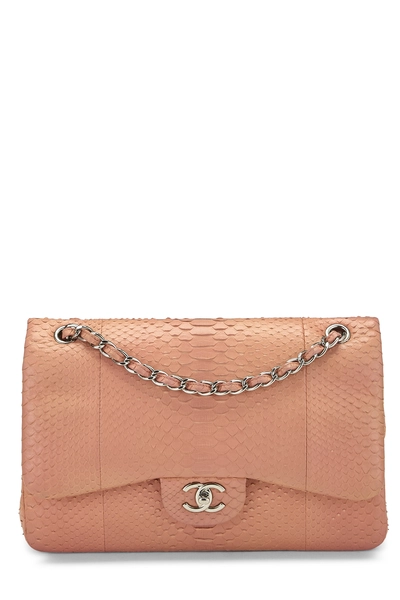 Chanel Pink Python New Classic Double Flap Jumbo — photo 1