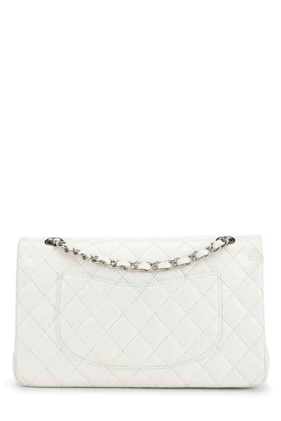 White Quilted Caviar Classic Double Flap Medium, , large image number 3