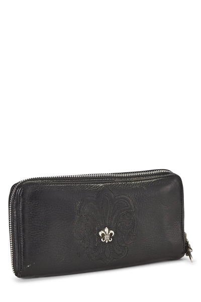 Black Leather BS Fleur Zip Around Wallet, , large