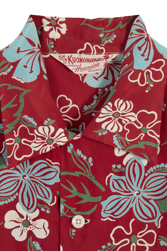 Red Floral Kuonakakai Hawaiian Shirt, , large image number 2