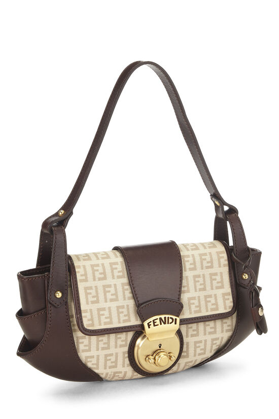Brown Leather & Zucchino Canvas Compilation Shoulder Bag, , large image number 1