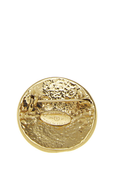 Gold Rough 'CC' Round Pin Small, , large
