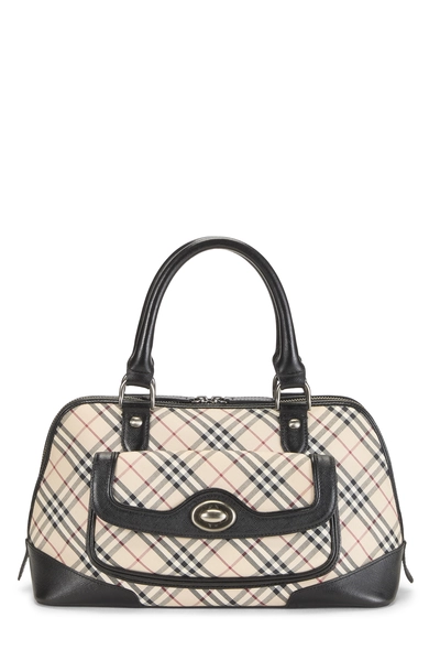 Burberry Black Jacquard Check Turnlock Dome Handbag