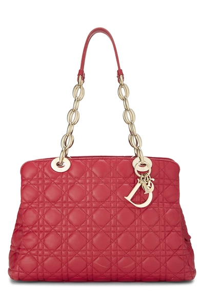 Red Cannage Quilted Cannage Soft Tote Small