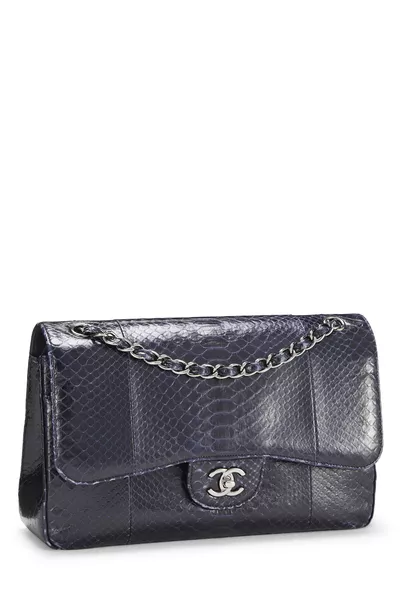Navy Python New Classic Double Flap Jumbo, , large