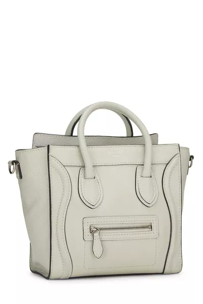 Grey Drummed Calfskin Leather Luggage Nano, , large