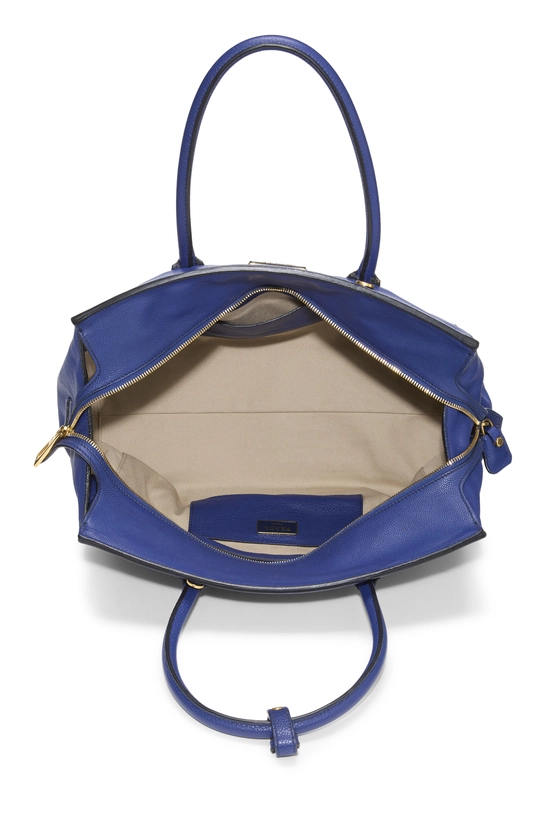Pre-Owned Blue Vitello Daino Convertible Handbag QNBFLVABBB00I