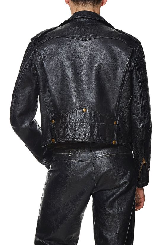 Black Horsehide Leather Hercules Moto Jacket, , large image number 4