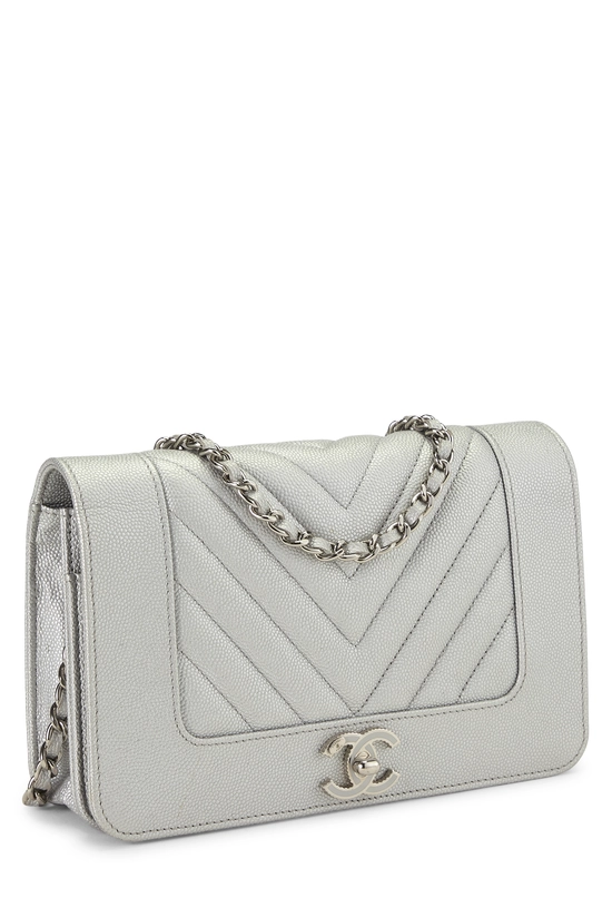 Silver Quilted Caviar Mademoiselle Wallet On Chain (WOC), , large image number 1