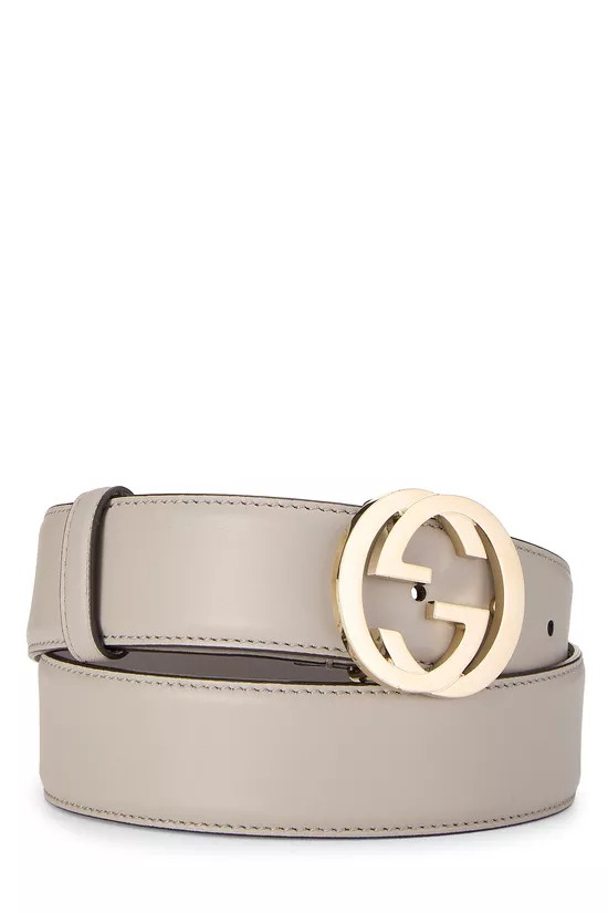 Grey Leather Interlocking Belt 80, , large image number 0